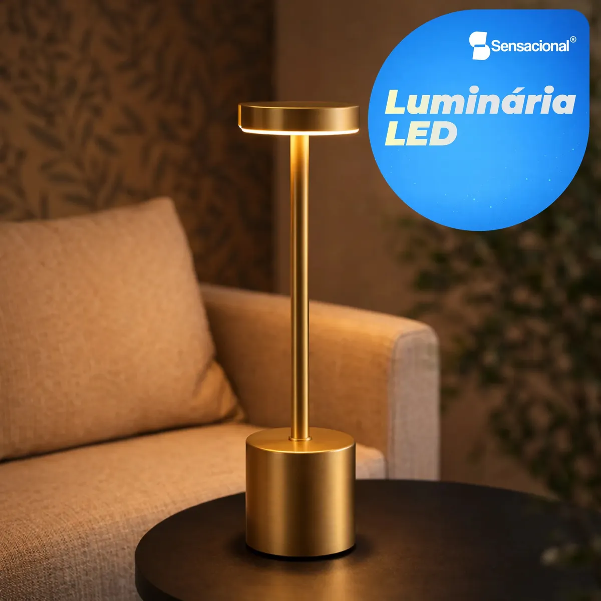 Luminária Mesa Abajur Led Dimerizável Sem Fio Recarregável Sensacional Touch Ajustavel Toque Decorativo