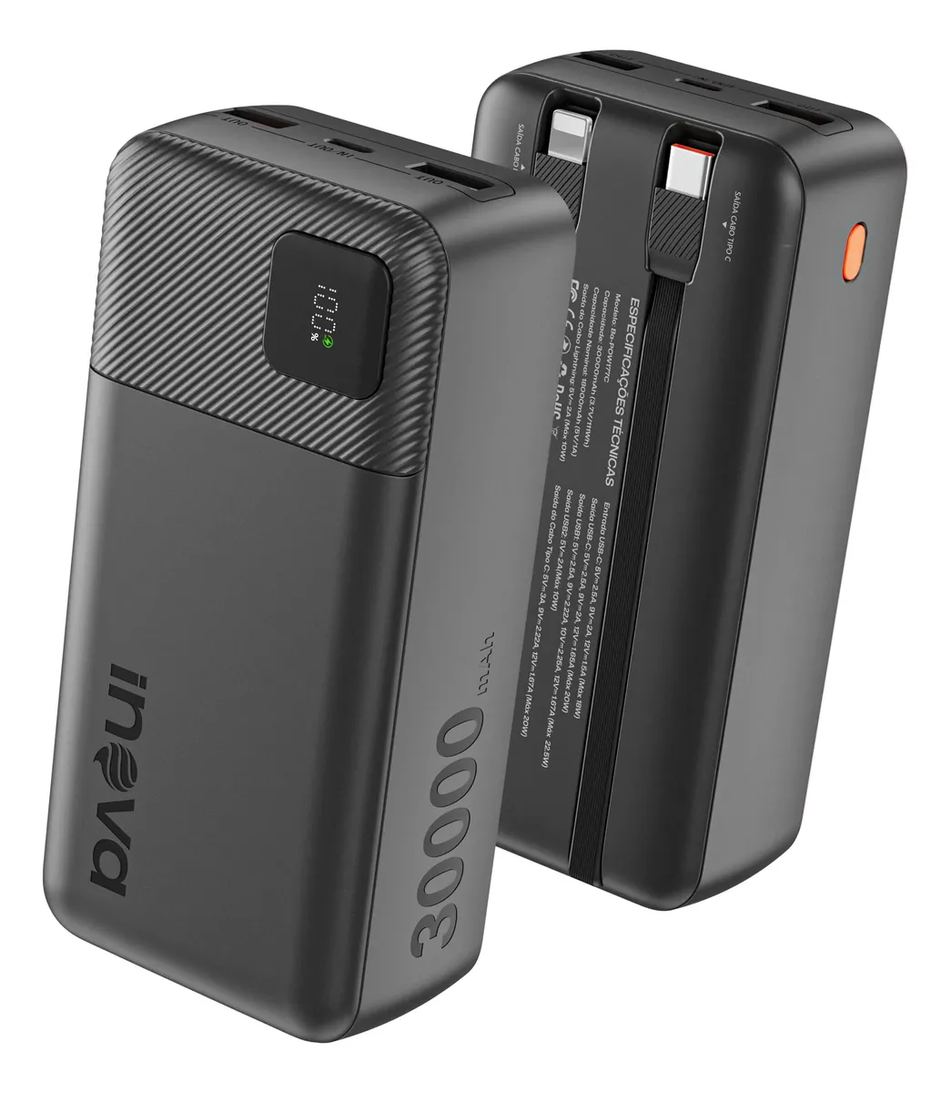 Carregador Portátil Power Bank Turbo! Inova 30000mah Pd 22.5w