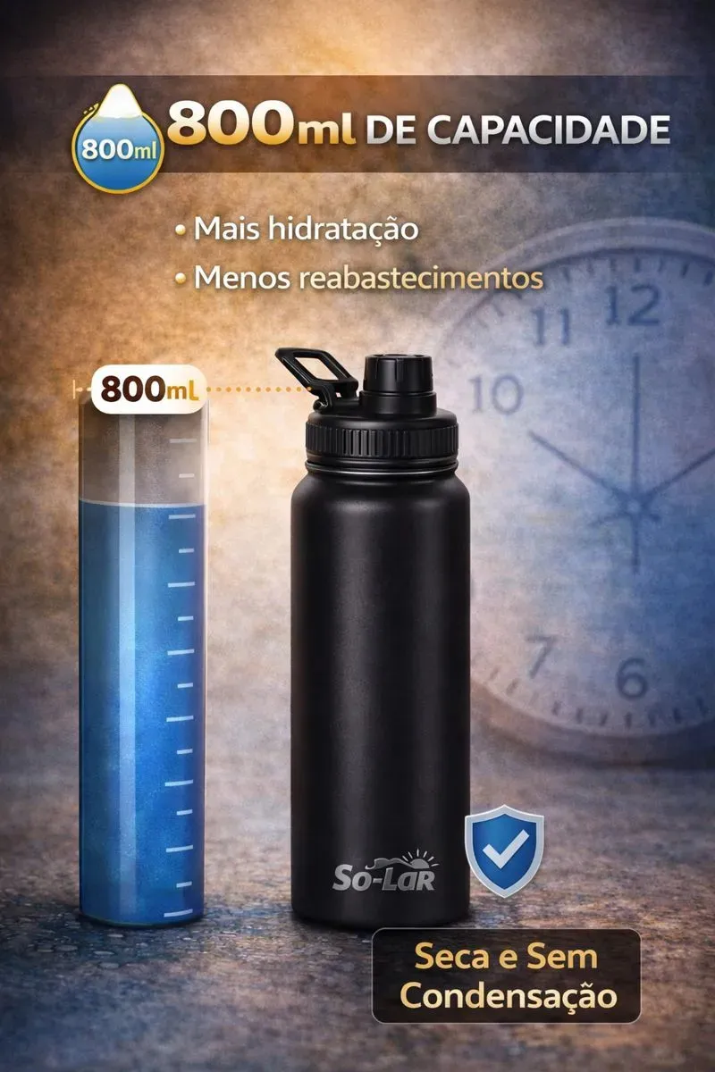 Garrafa Água Térmica 800ml Gelada Squeeze Inox Academia Café Quente Verde
