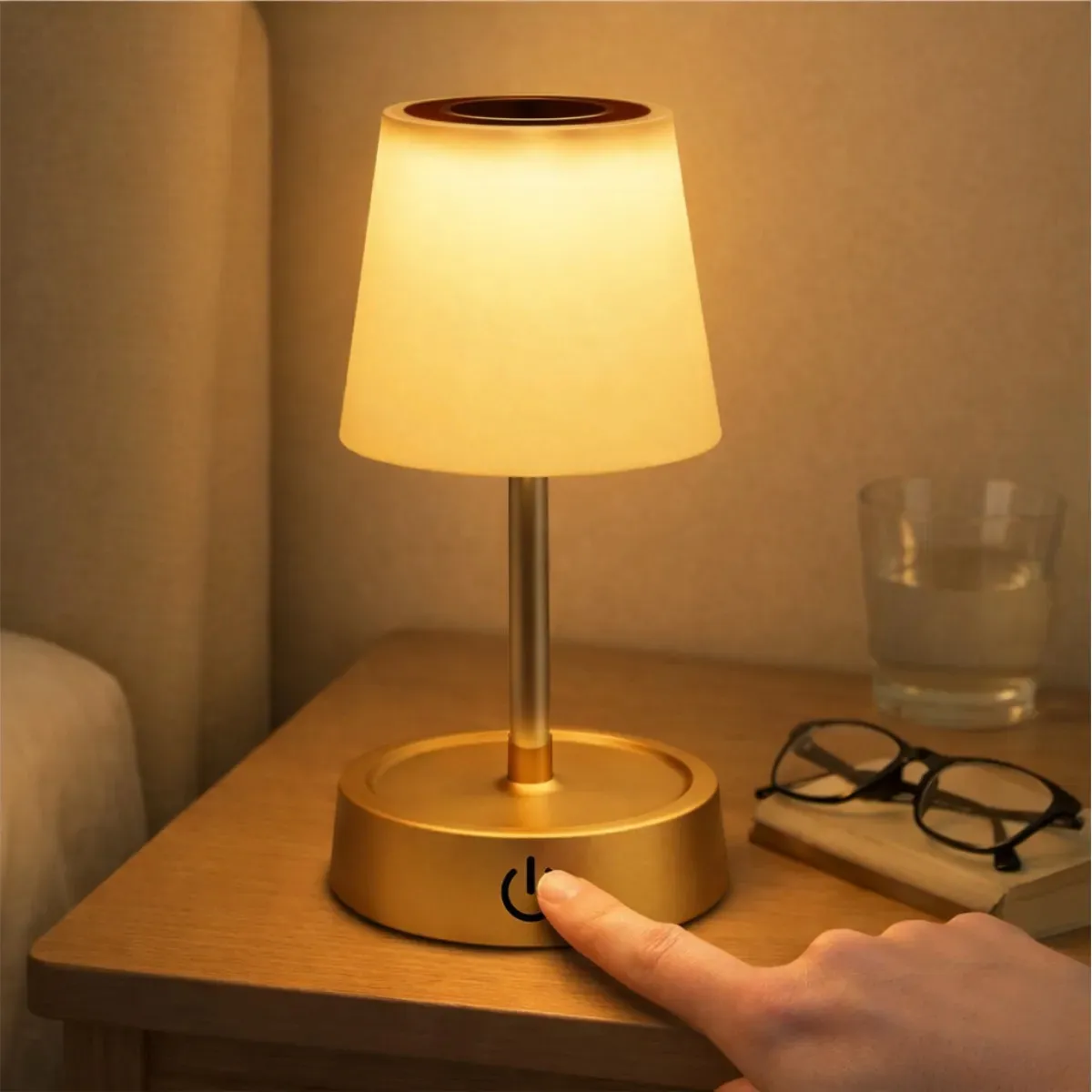Luminária de Mesa LED Recarregável com Toque, Abajur Ajustável para Cabeceira