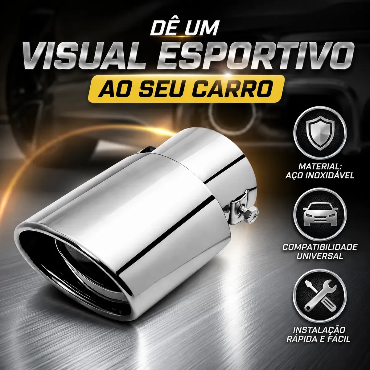 Ponteira Escapamento Universal Cromada Esportivo Acessorios