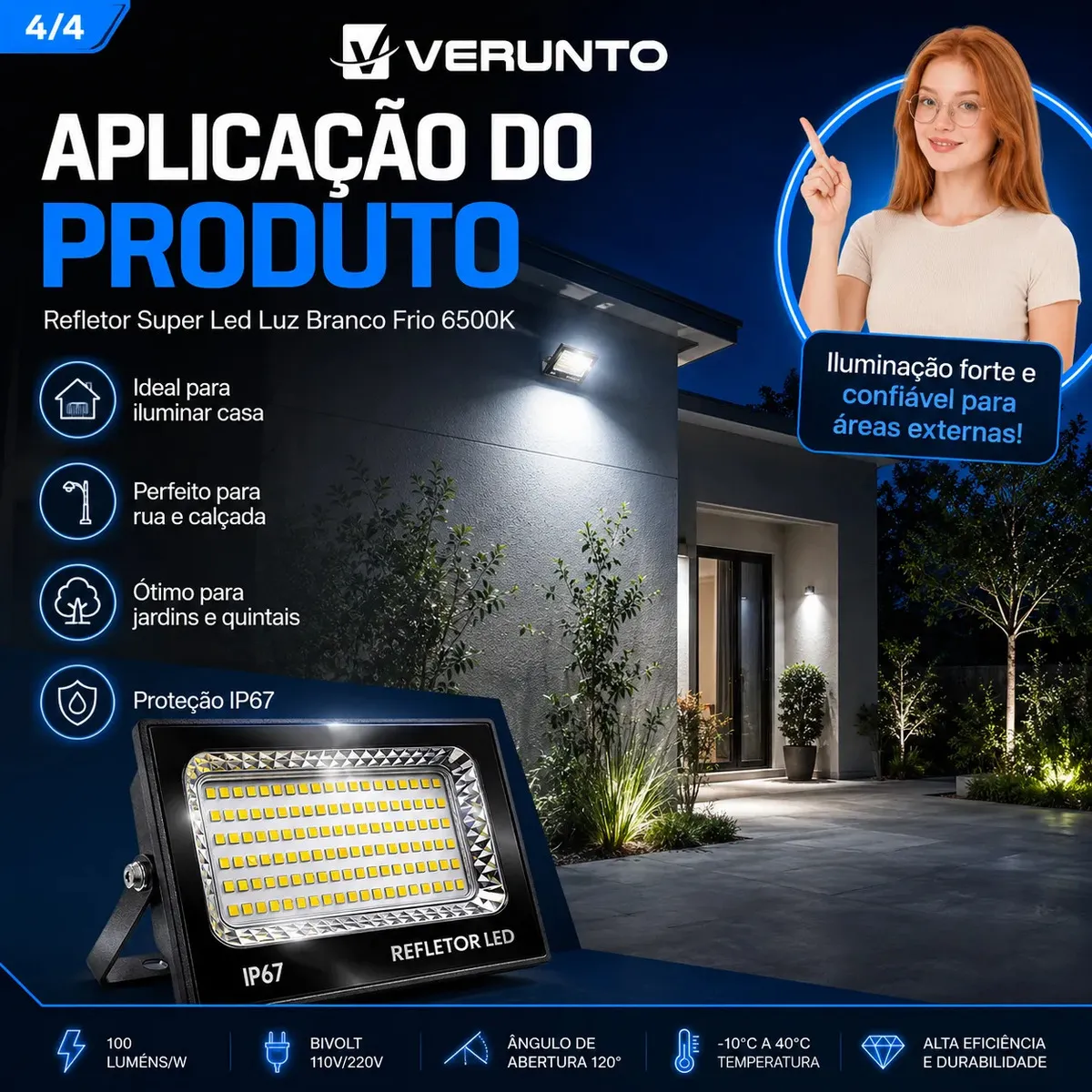 Kit 2 Refletores Super Led 400w Ip67 Holofote Bivolt a Prova D'água Branco Frio 6500k.  Preto