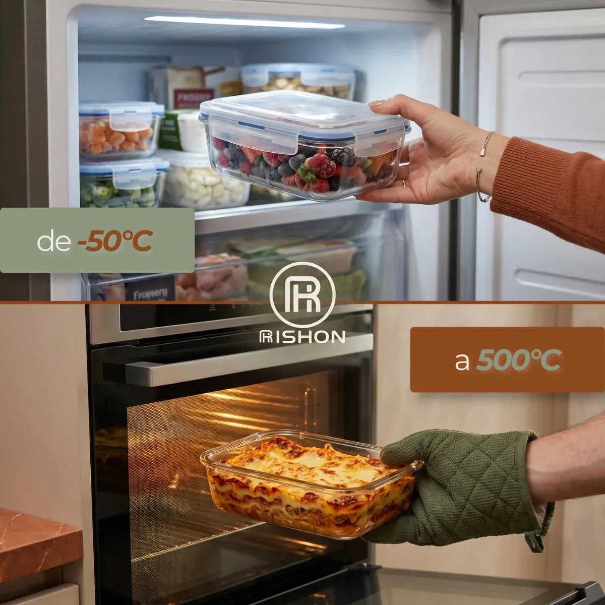 Kit 10 Pote De Vidro Marmita Hermético 370ml Freezer Fitness Rishon