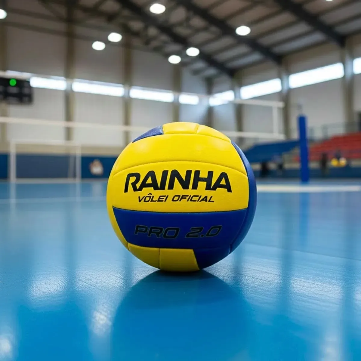 Bola De Volei Oficial 2.0 Rainha Quadra Ultra Power Amarelo e azul Areia Tamanho 5. Macia, Costurada Câmara Butil para Treino e Jogo