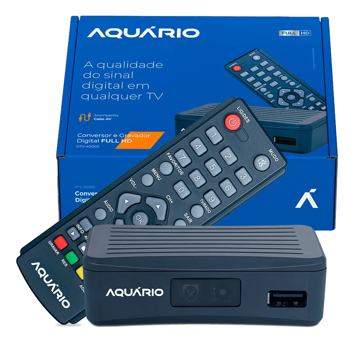 Conversor Gravador Digital Full Hd, Aquario, Dtv-4000s Preto