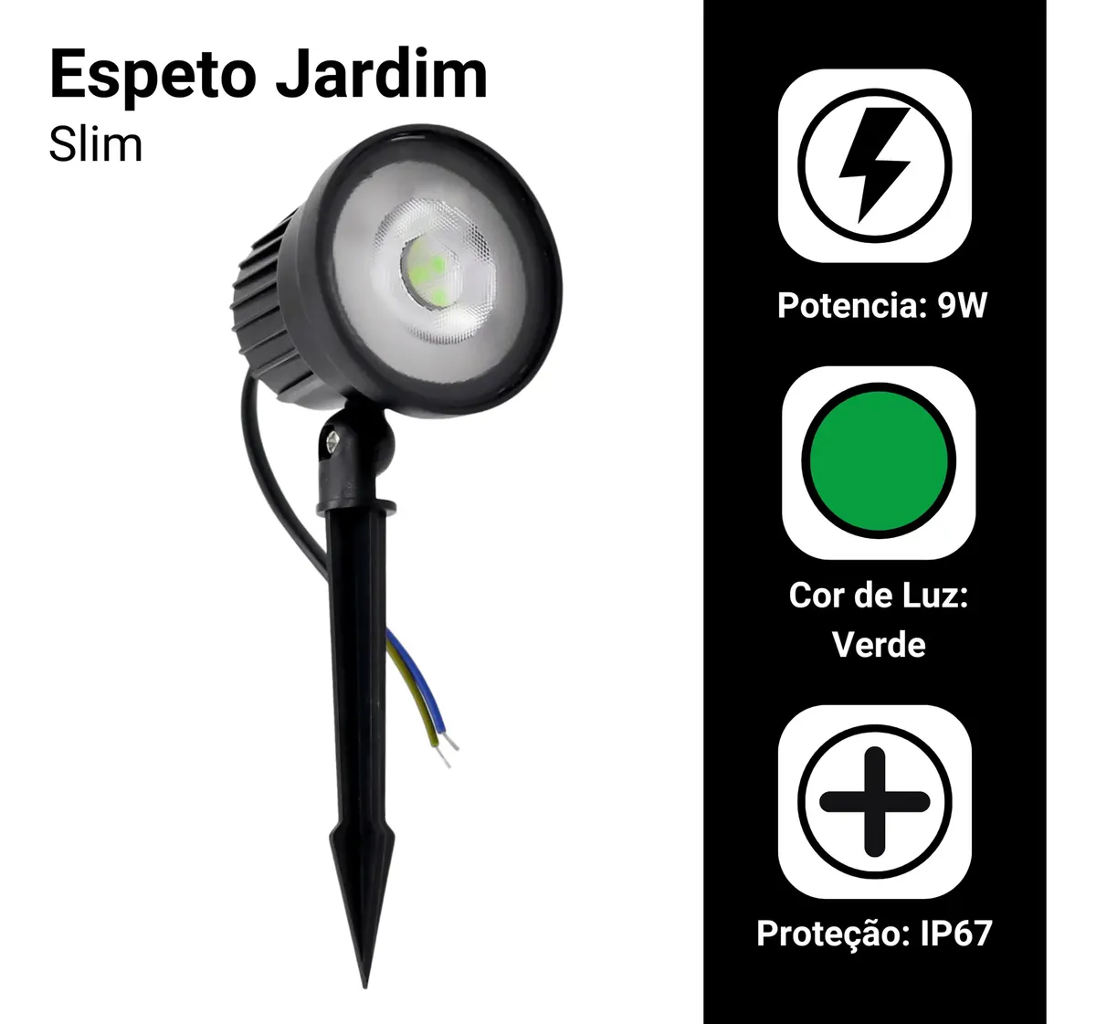 Kit 10 Luminária Espeto Jardim Led 7w Prova Dágua Slim01