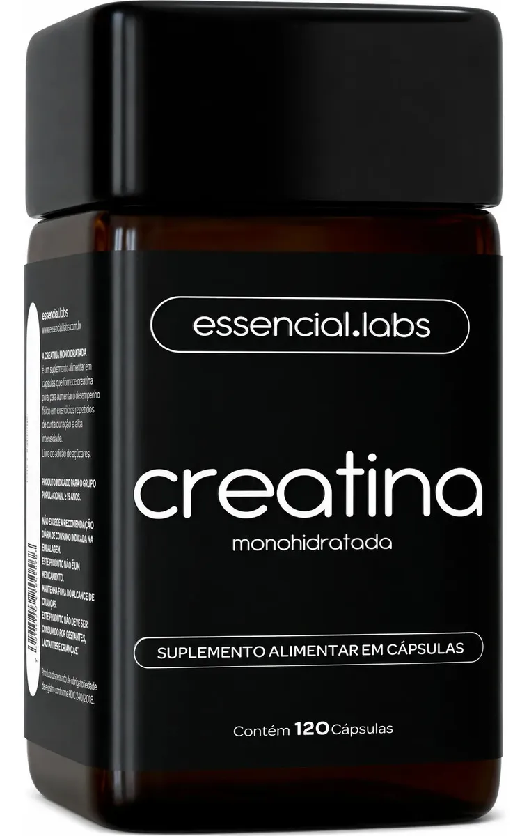 CREATINA MONOHIDRATADA 100% Pura com Matéria-Prima Importada - 3g de Creatina por Dose - 120 Cápsulas
