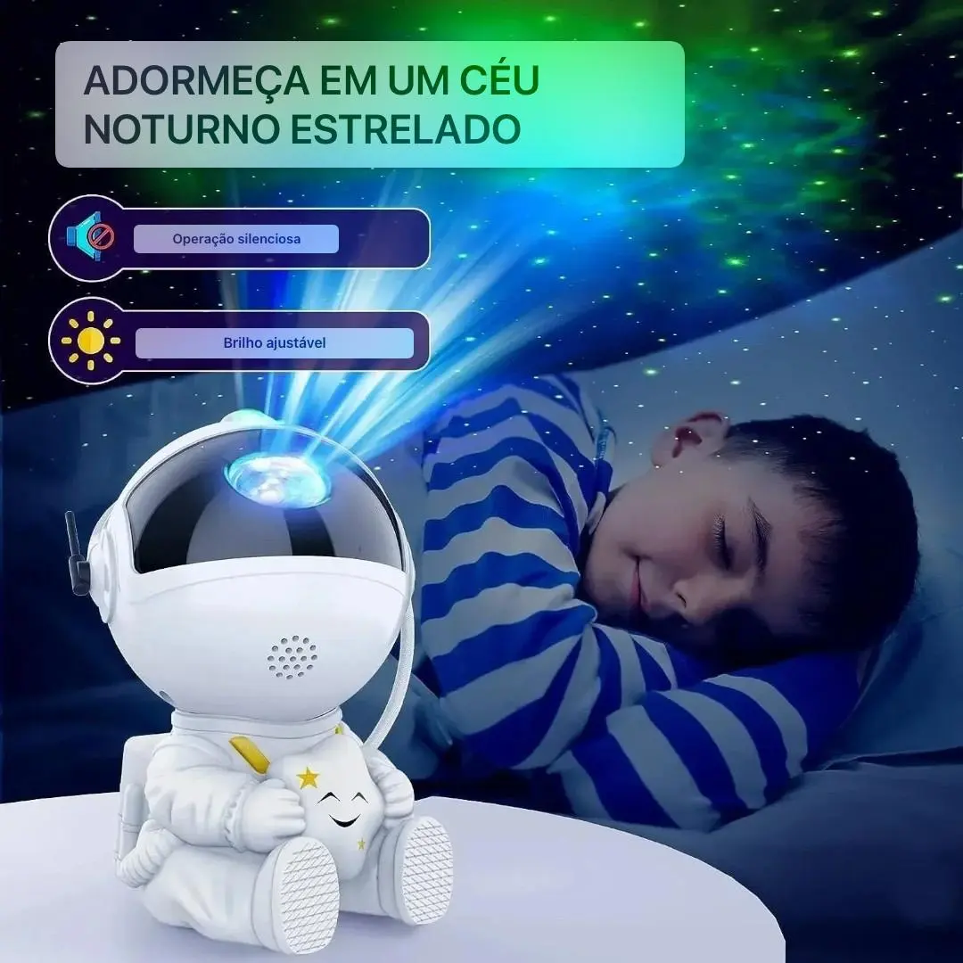  Mini Astronauta Projetor Estrelas Galáxia Luminária Noturna