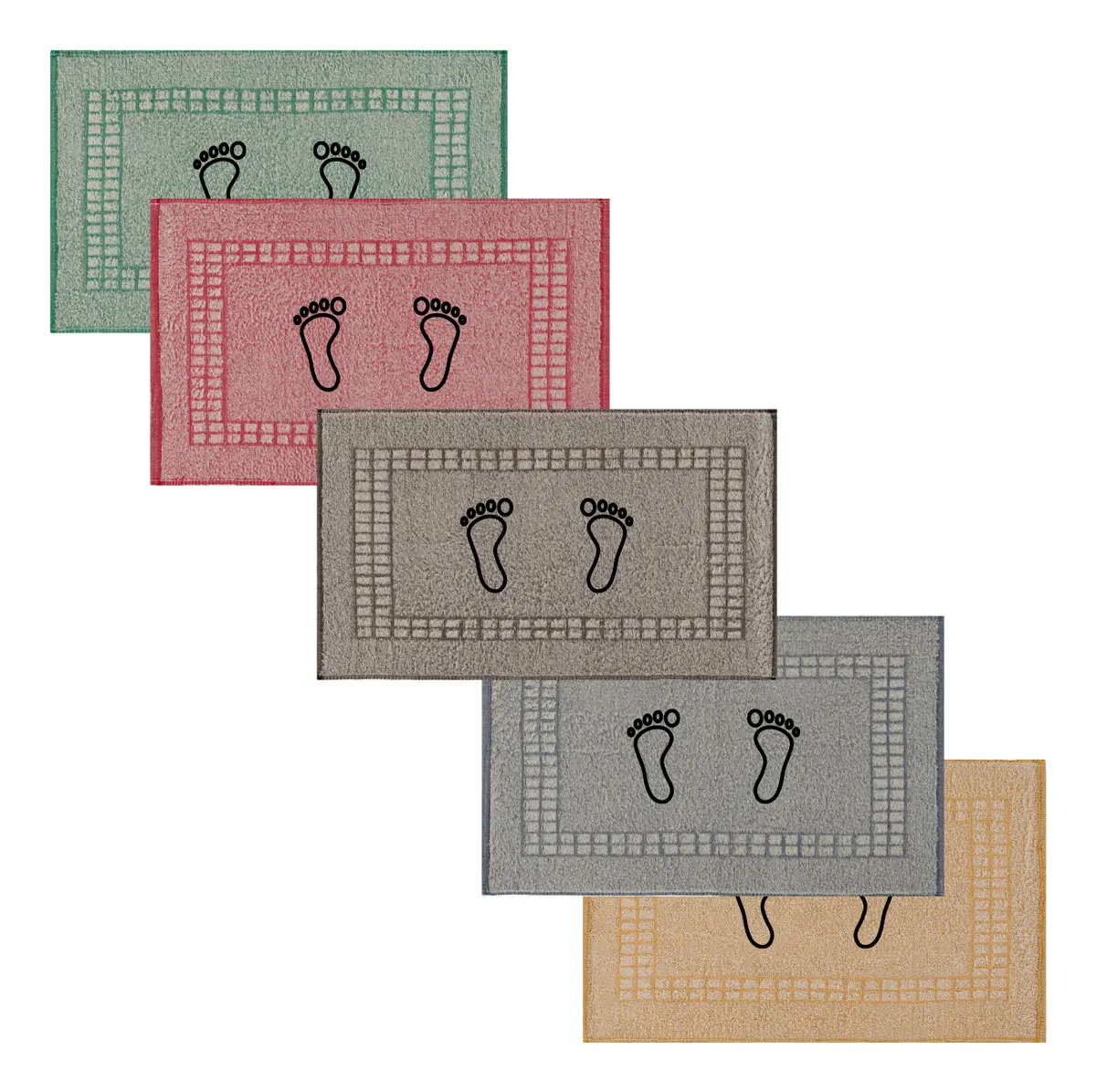 Kit 5 Tapetes Banheiro Algodão Toalhas BRK Felpudo Mali 45x70cm