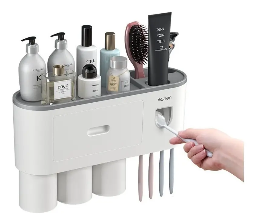 Porta Escova Dental Banheiro Suporte Parede Pasta De Dente
