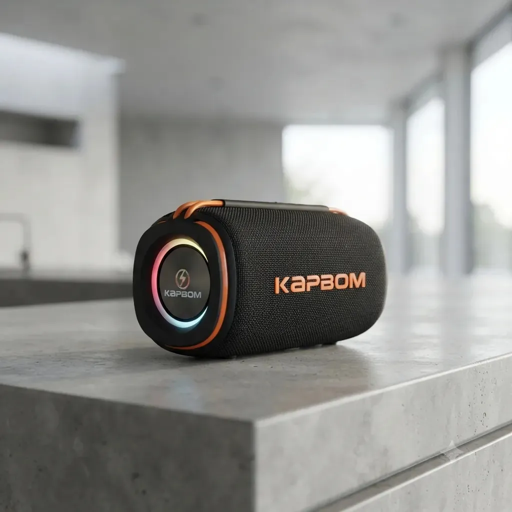 Caixa de som portátil KA-8296 Kapbom Cor Preto Bluetooth 5.3 À Prova D'agua IPX6 10 Metros 30w