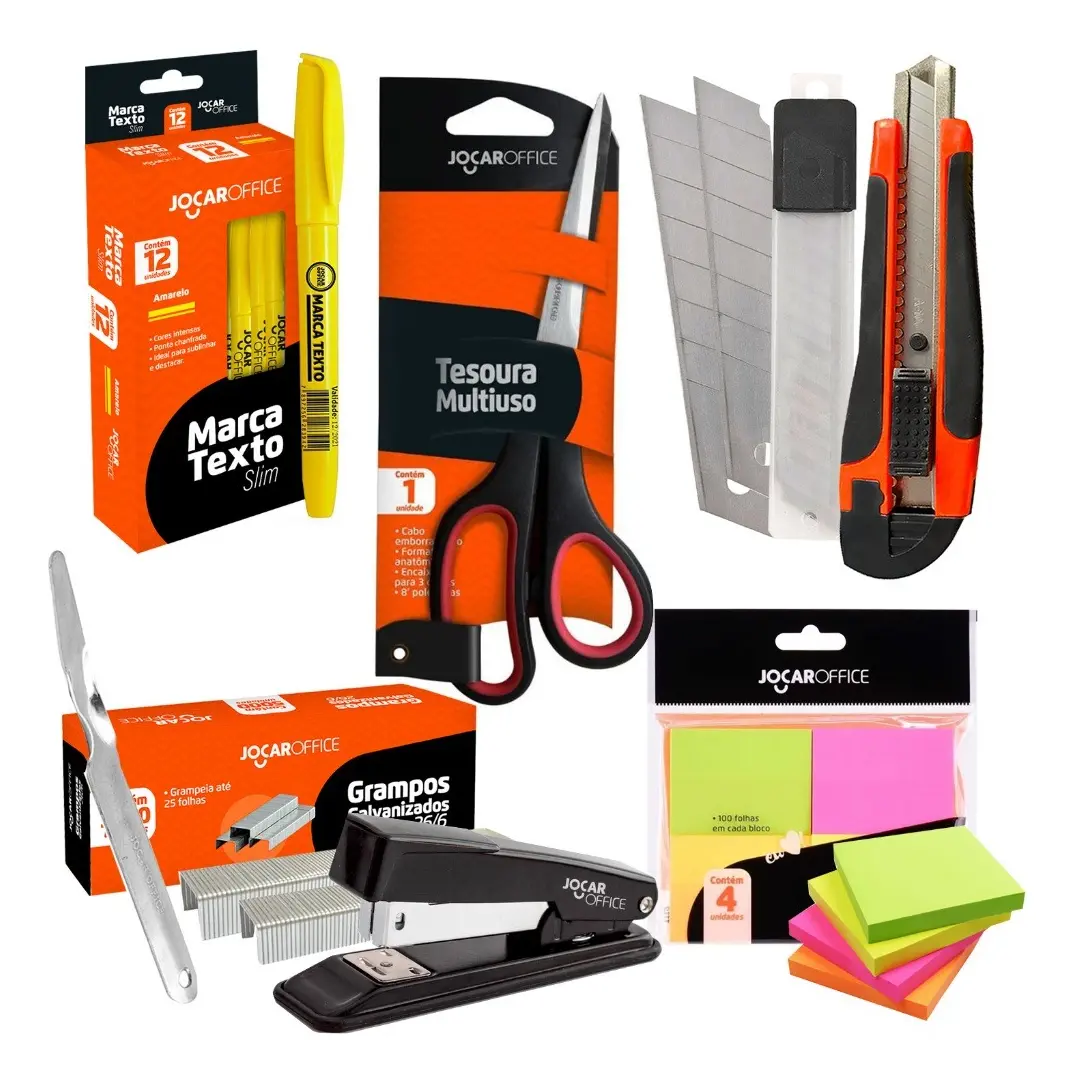 Kit Material Escritório Completo Jocar Office 8 Itens