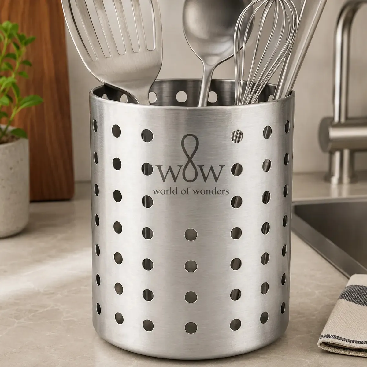 Porta Talheres Inox Redondo Escorredor De Talher Pia Wow World Of Wonders