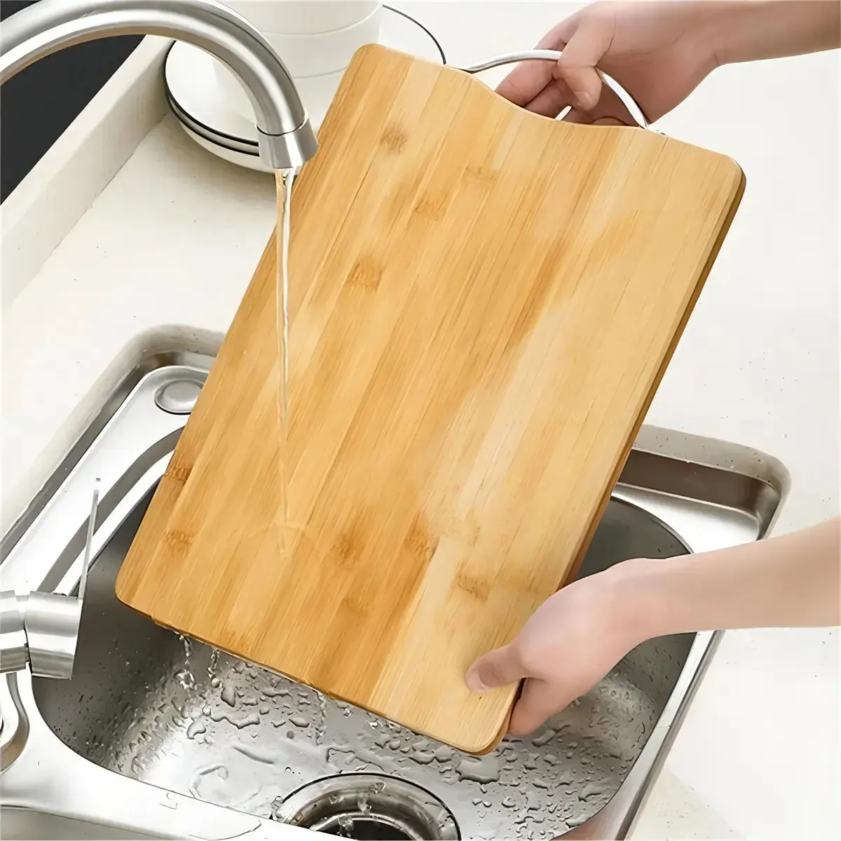 Tábua de Corte de Bambu com Alça para Churrasco, Carnes e Frios Gourmet