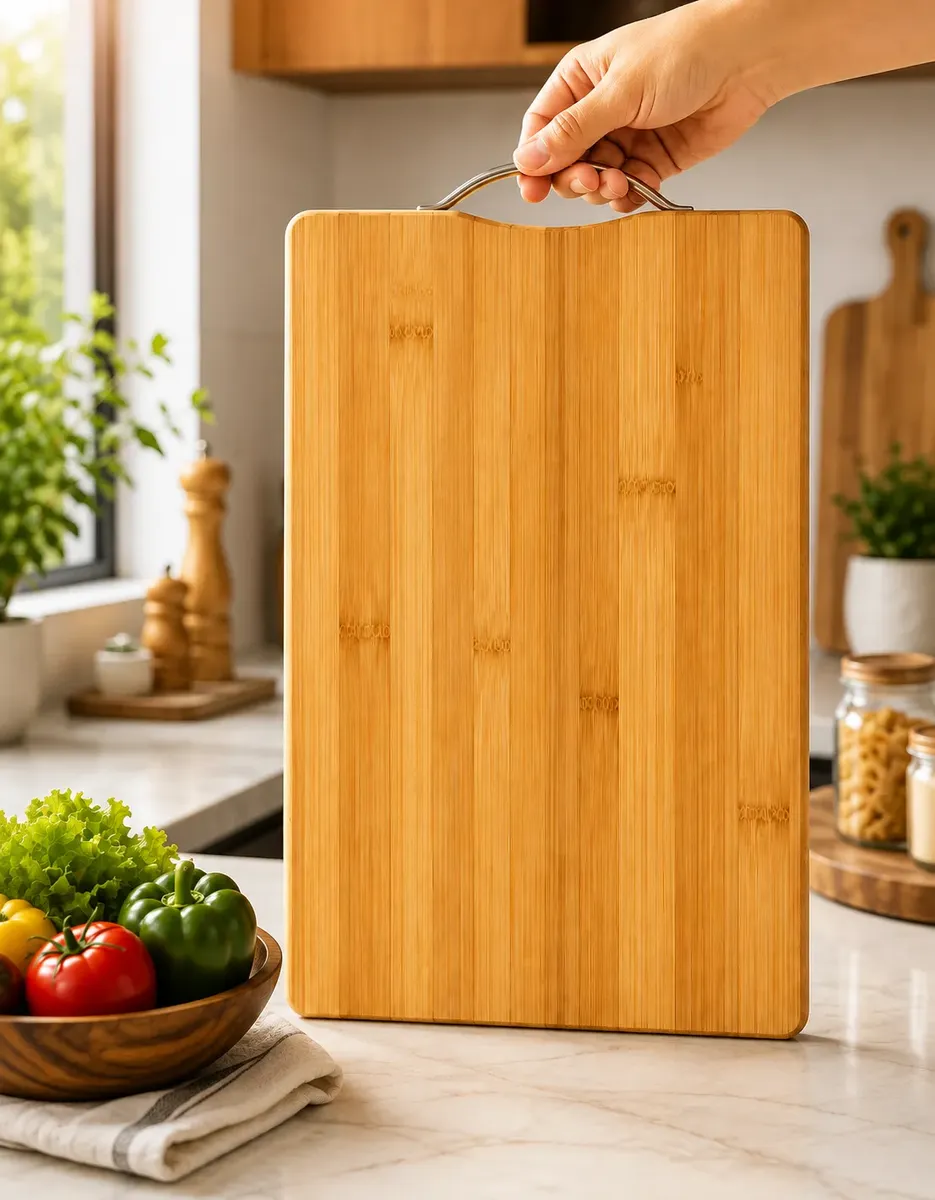 Tábua De Corte Bambu Grande Alça Resistente 34x24 Retangular