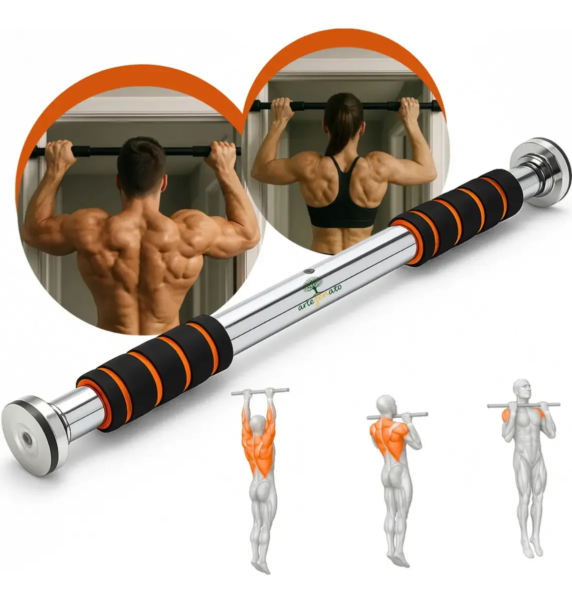 Barra de Porta Ajustável Artezenato Apoio Regulável 60 A 100cm Flexão Fixa Musculação Crossfit