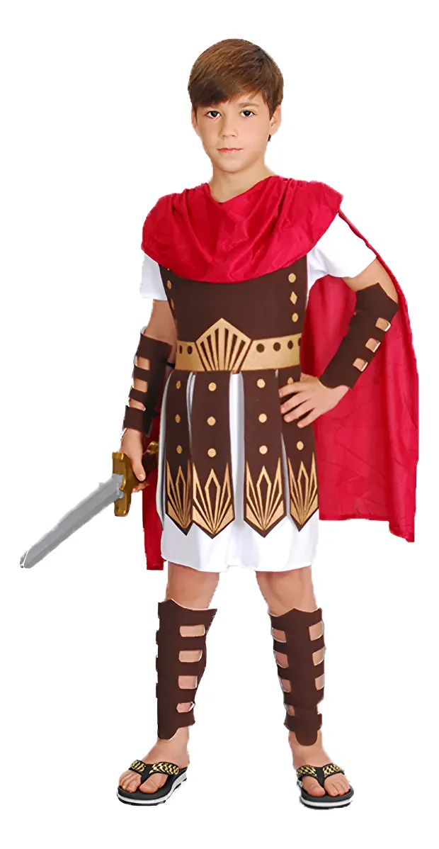 Traje De Guerreiro Grego Romano Para  Crianças e Adultos