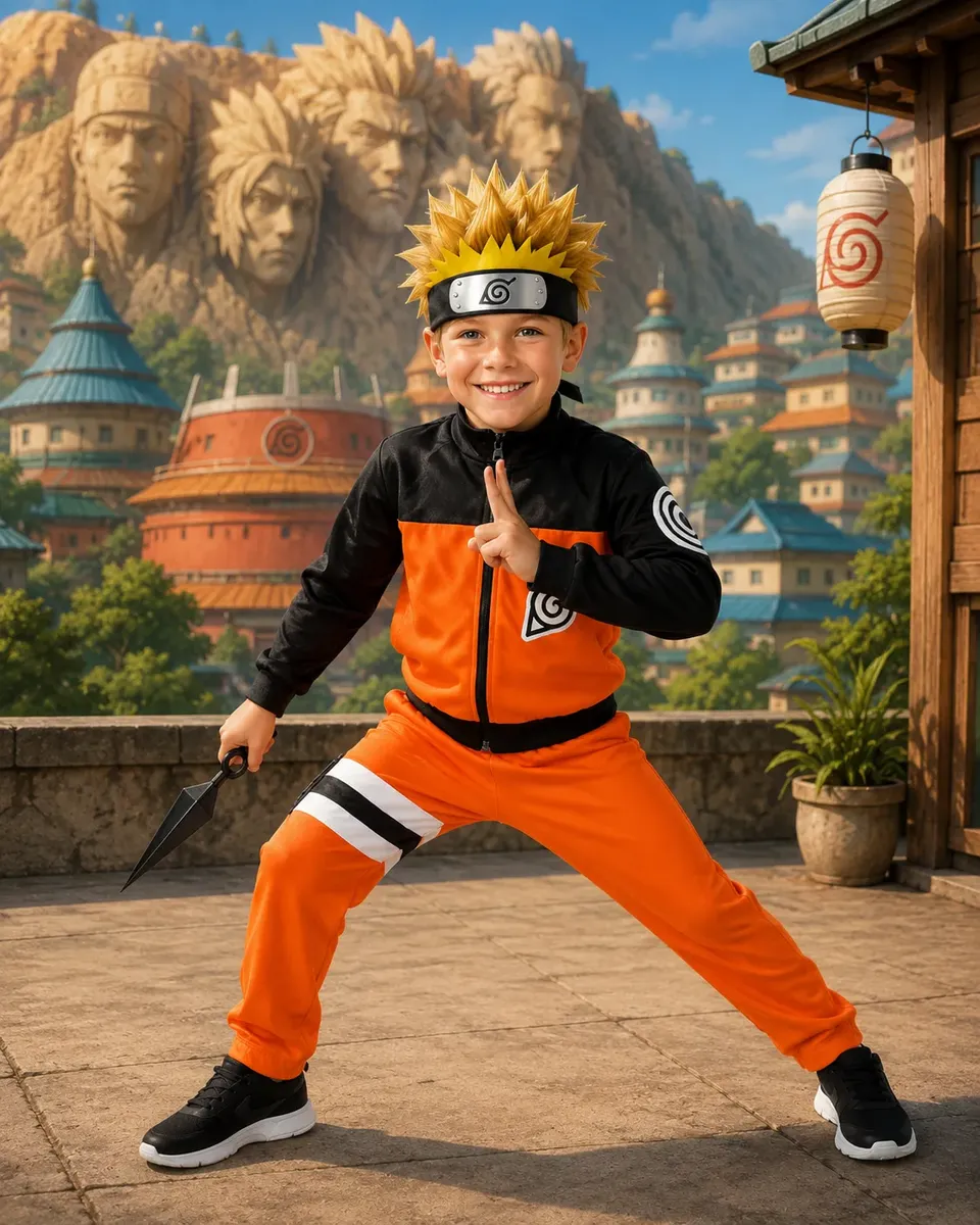 Fantasia Naruto Uzumaki Com Bandana Infantil