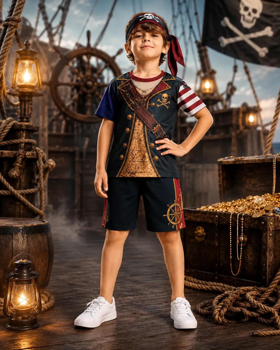 Fantasia Do Pirata Infantil Festa Halloween Realista