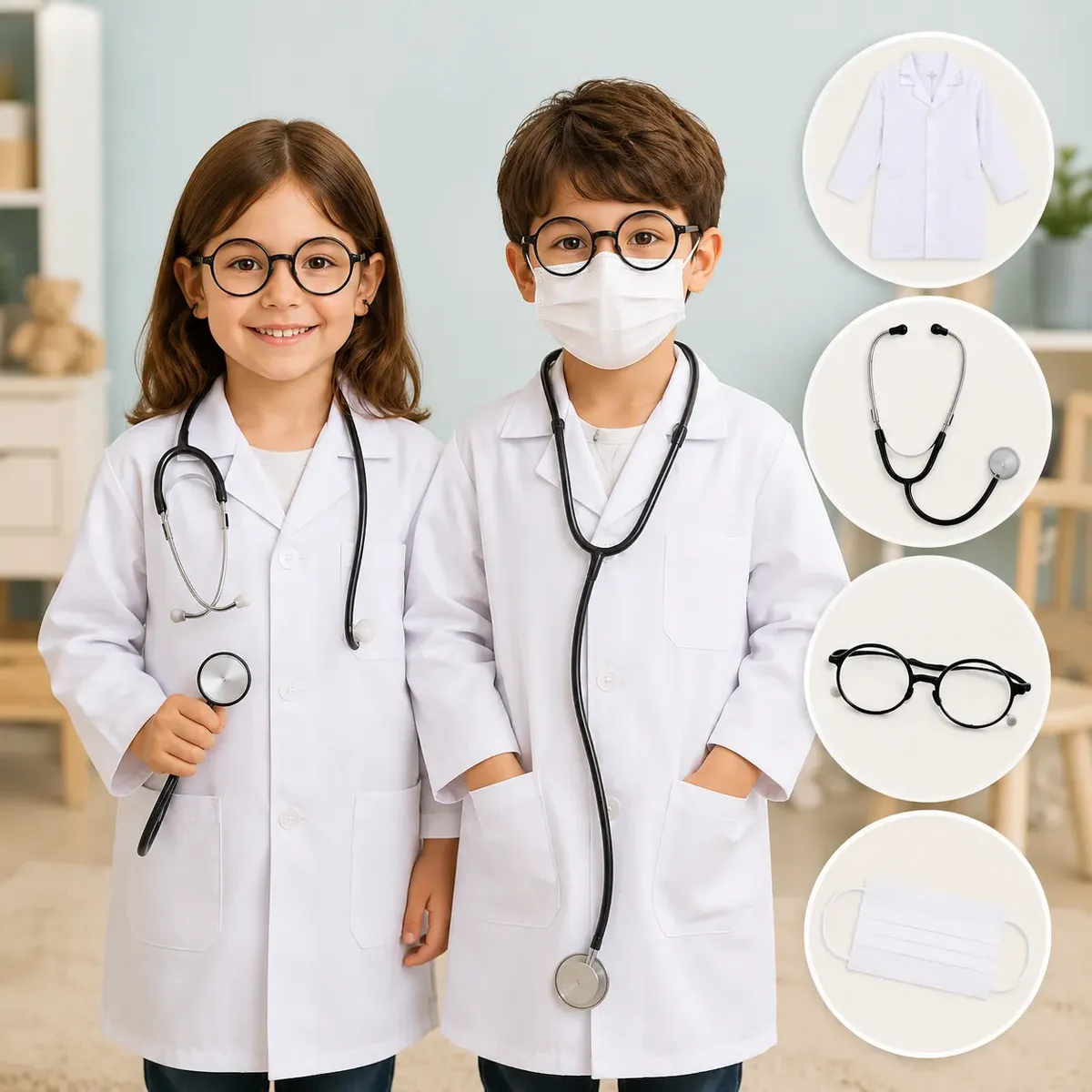 Fantasia Infantil Médica / Médico Jaleco Com Acessórios Profis