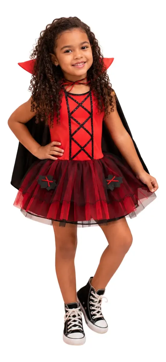 Fantasia Vampira Infantil Halloween Cosplay