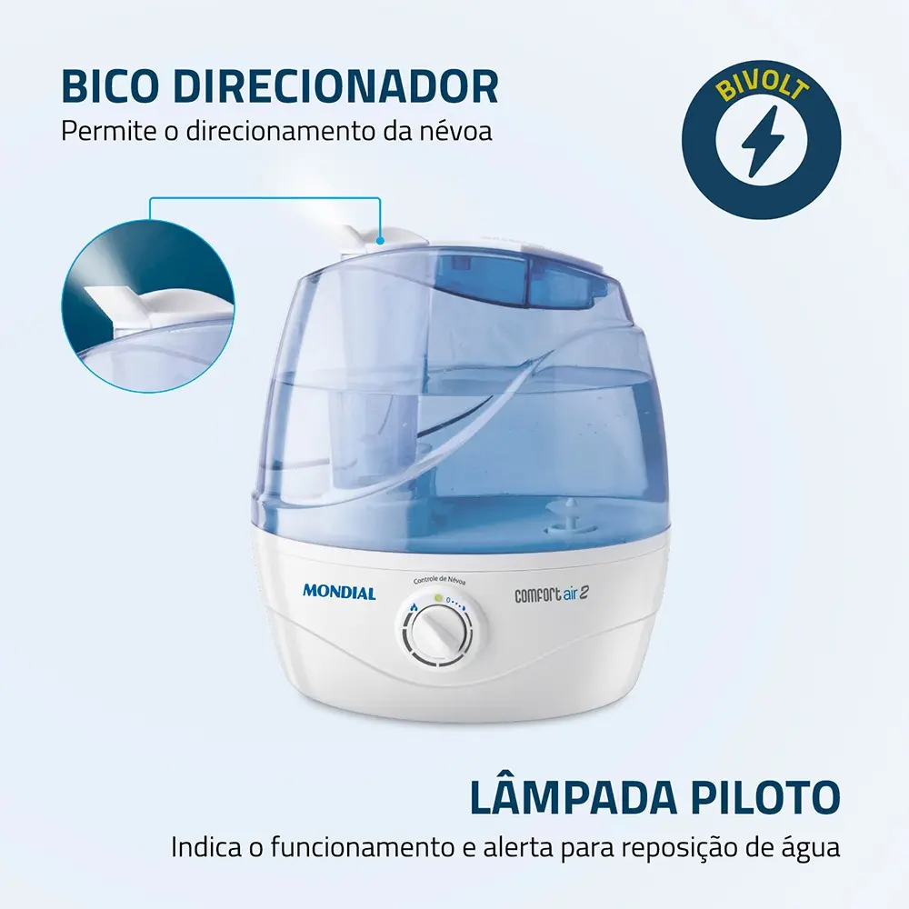 Umidificador de Ar Ultrassônico Comfort Air 2 Mondial 30W NUA-02
