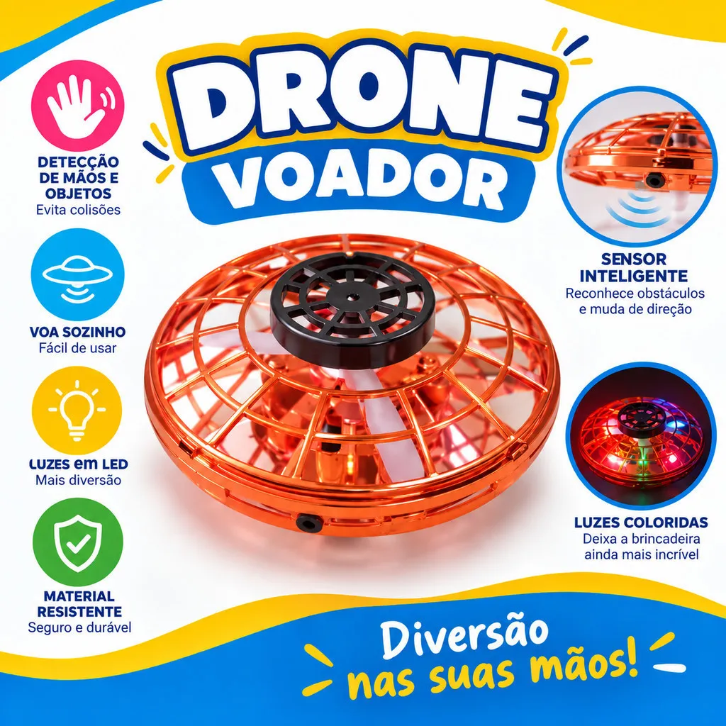 Mini Drone Voador Infantil Sensor De Movimento Com Luz Led