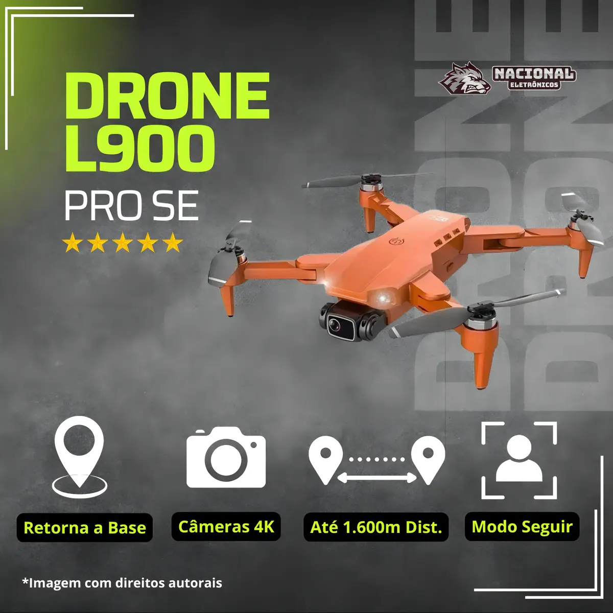 Drone Lyzrc L900 Pro Se Dual Câmera 4k Laranja Preto 5ghz modo seguir