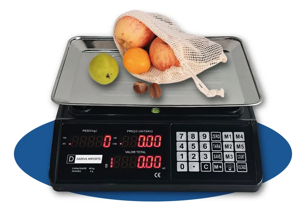 Balança 40kg Digital Bateria Bivolt Alta Precisão Memória