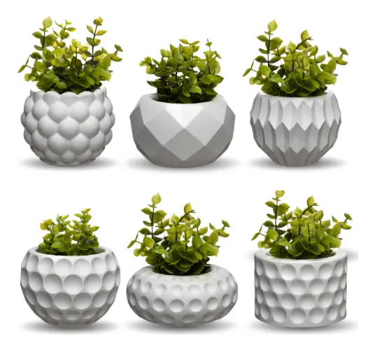 Kit 6 Vasos Decorativos C/ Planta Artificial Enfeite Casa Nf